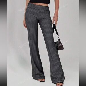 Elegant Charcoal Pinstripe Flare Pants